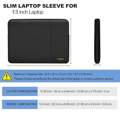 Hseok Laptop Case 13 Inch Sleeve Compatible with MacBook Neo 13, MacBook Air Pro 13 M5/M4/M3/M2/M1, iPad Pro Air 12.9" 13", XPS 13, Protective Computer Bag with Side Pocket & Dual Zippers,B01K01 - color: B01K01, size: 13"