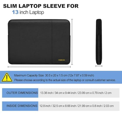 Hseok Laptop Case 13 Inch Sleeve Compatible with MacBook Neo 13, MacBook Air Pro 13 M5/M4/M3/M2/M1, iPad Pro Air 12.9" 13", XPS 13, Protective Computer Bag with Side Pocket & Dual Zippers,B01K01 - color: B01K01, size: 13"