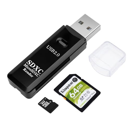 USB2.0 SD/TF Card Reader, USB 2.0 480Mbps Dual Slot OTG Memory Card Adapter for TF/Micro SD/SD/SDXC/Micro SDXC/Micro SDHC Memory Cards, Compatible with MacBook Pro/Air (Black) - size: Card-Reader-2.0-Black