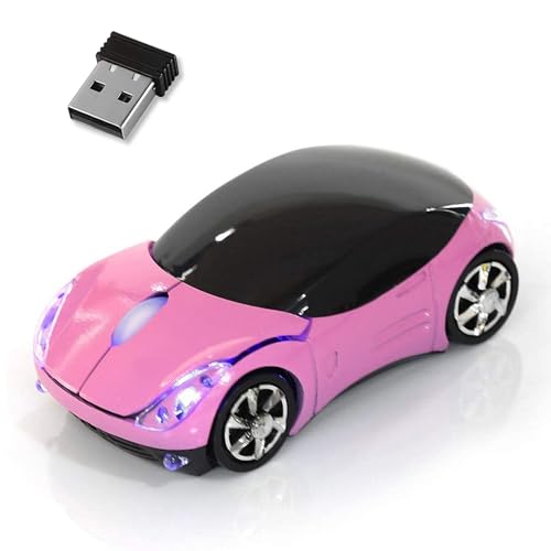 Pink Wireless Mouse，Car Mouse 1600DPI 2.4G with USB Reciver for Computer Wireless Computer Mouse Wireless USB Wireless Mouse for Windows for Mac OS for Laptop Computer Tablet（Pink） - color: PINK