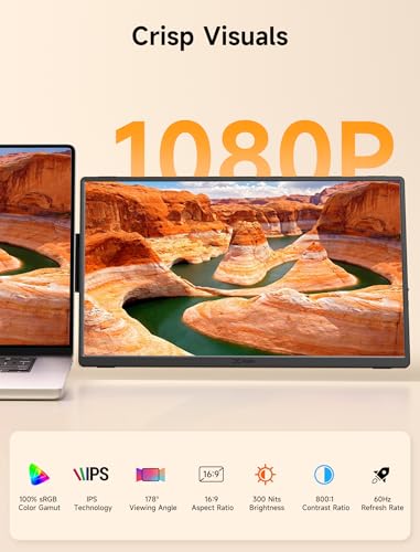 JSAUX FlipGo Horizon Pro Laptop Screen Extender 15.6 Inch | Dual Screen Monitor, Patented Snap-Lock Technology, 1080P FHD IPS, Compatible with Windows/macOS/MacBook