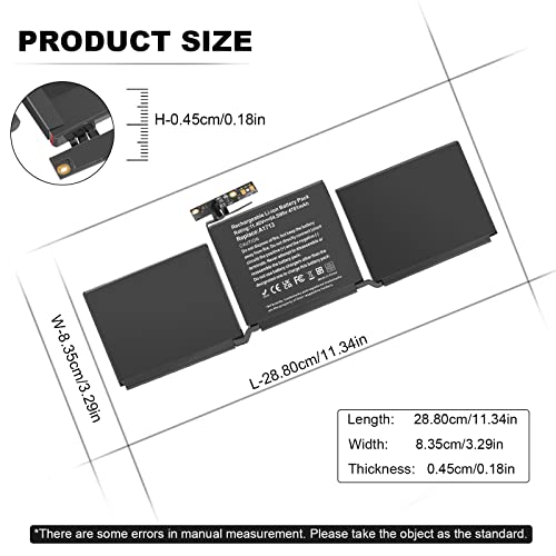 TREE.NB A1713 Battery for MacBook Pro 13 Inch A1708 (Late 2016, Mid 2017) EMC 2978/3164; Replacement Battery A2171 for MacBook Pro 13 Inch A2159 (2019)、A2289 (2020)、A2338 (2020) - size: 11.34x3.29x0.18inch A1713