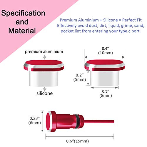 USB C Dust Plugs Charging Port Cover Caps, 2 PCS (Red) | Cable Protectors Included, Compatible with iPhone 17 16 15 Pro Max - color: Red