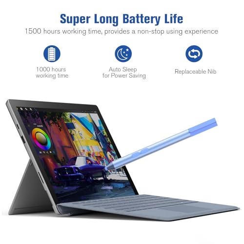 Active Pen for Dell 2-in-1 Touchscreen Laptop, MPP Stylus, Palm Rejection | 1024 Pressure Level, Palm Rejection, Dual Shortcut Buttons, 2500-Hour Battery for Inspiron 5379/7586, Latitude 3190/3390/7230 - color: Blue