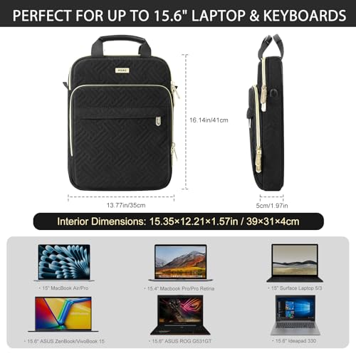 MoKo 15-inch Puffer Laptop Sleeve Shoulder Bag Carrying Case with Handle | Fits MacBook Air 15-inch, MacBook Pro 14-inch M5/M4/M3/M2 and Galaxy Tab S10 FE Ultra 14.8-inch, Black - color: Black, size: 15.6 Inch