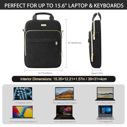 MoKo 15-inch Puffer Laptop Sleeve Shoulder Bag Carrying Case with Handle | Fits MacBook Air 15-inch, MacBook Pro 14-inch M5/M4/M3/M2 and Galaxy Tab S10 FE Ultra 14.8-inch, Black - color: Black, size: 15.6 Inch