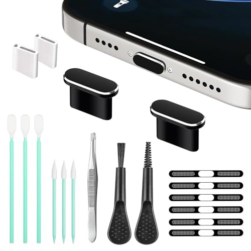 Mobile Phone Speaker Metal Dust Mesh for iPhone 17, TypeC Charging Port Dust Plug, USB C Cleaning Brush Cleaning Tool Set for iPhone 1615 Series