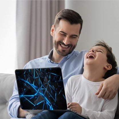 12.1-15.6 Inch Universal Reusable Laptop Skin Sticker Decal, Waterproof Removable Protector for Notebook Cover, Scratch-Resistant Vinyl Cuttable Full Wrap Sticker, Blue Glowing Lines Polyhedron - color: Blue Glowing Lines Polyhedron