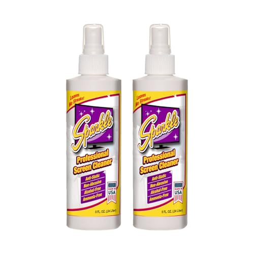 Sparkle Screen & Monitor Cleaner Spray, Ammonia & Alcohol-Free, Anti-Static, Streak-Free Formula for TVs, Laptops & Displays, 8 fl oz (Pack of 2) - size: 8 Fl Oz (Pack of 2)