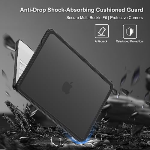 MOSISO Compatible with MacBook Neo Case 13 inch 2026 A3404 A18 Pro Chip | Anti-Crack Cover Protective Hard Shell Case with Shock-Absorbing TPU Bumper, Black - color: Black