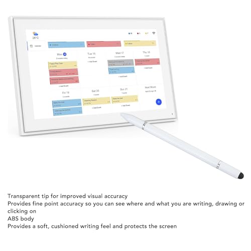 SUNGOOYUE Smart Display Touch Pen with 3 in 1 Design and Compatibility for Digital Calendar, Capacitive Touch Screen Pen (White) - color: White