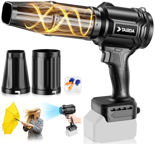 Brushless Cordless Leaf Blower Compatible for Dewalt 20V Battery(NO Battery), Mini Turbo Jet Blower With 2 Nozzles, Lightweight & One-hand Use, For Patio Garage Yard Snow Cleaning Car Dryer(Tool Only) - color: Black