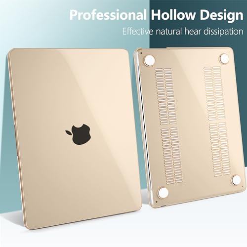 TWOLSKOO Compatible with MacBook Air 13 inch Case M5 2026 M4 M3 M2 2025-2022 A3449 A3240 A3113 A2681, Plastic Hard Shell & Keyboard Cover & Screen Film for MacBook Air 13.6 inch, Crystal Peach Fuzz - color: Crystal Peach Fuzz