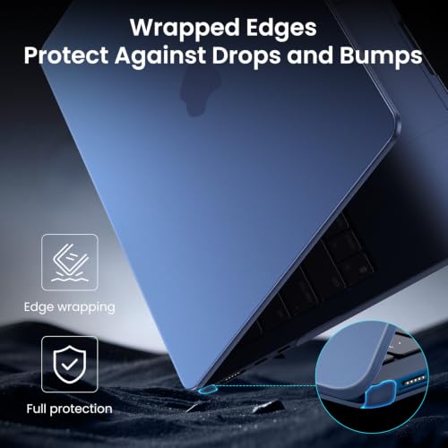 BlueSwan Matte Case for MacBook Air 15 inch M5 M4 M3 M2 Chip 2026-2023 | 100% Color Match, Anti Fingerprint & Scratch, Grippy Finish, Protective Hard Shell, Ultra Thin, Easy Snap-On - color: Midnight Clear