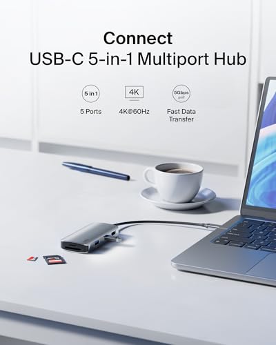 Belkin USB-C Hub 5 in 1 4K HDMI, 2 USB-A, SD & MicroSD | USB-C docking station for Neo MacBook, MacBook Pro, Air, iPad Pro, and XPS, supports 4K HDMI display, SD card reader - style: 5-in-1 USB-C Hub