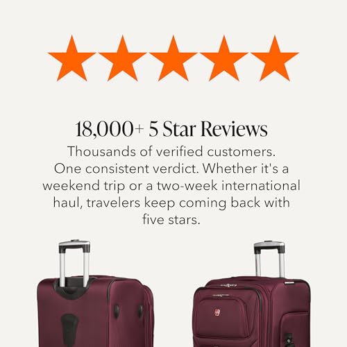 SWISSGEAR Sion Softside Expandable Spinner Luggage Durable Lightweight Travel Suitcase, Merlot, Checked-Medium - color: Merlot, size: Checked-Medium