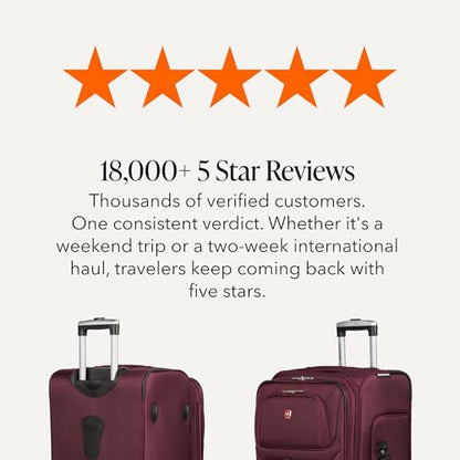 SWISSGEAR Sion Softside Expandable Spinner Luggage Durable Lightweight Travel Suitcase, Merlot, Checked-Medium - color: Merlot, size: Checked-Medium