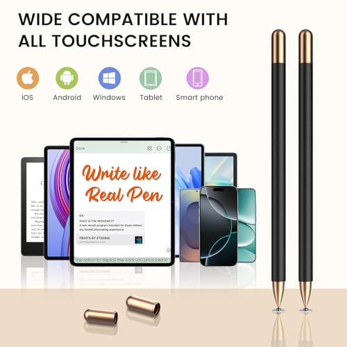Stylus(2Pcs), Universal Stylus Pens for Touch Screens All | High Precision Sensitivity,For Android, ipad, iPhone, Galaxy, Chromebook Tablet, Compatible with All Touchscreen,Magnetic - color: Black/Black