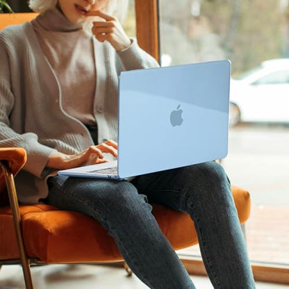 EooCoo Case for MacBook Air 15 inch M5 M4 M3 M2 2026-2023, Crystal Sky Blue | Easy to Install, Sturdy, Plastic Hard Shell Case & Keyboard Cover & Screen Protector, Model: A3448 A3241 A3114 A2941 - color: Crystal Sky Blue
