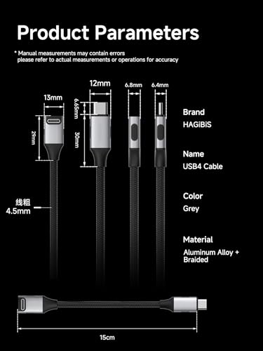 USB4 Cable, Right Angle 90Degree Braided 80Gbps, 240W Fast Charging, 8K@60Hz USB4 V2.0 USB-C Cable, fits for iPhone 17 16 15 Pro Max, iPad Pro, MacBook, Thunderbolt 5/4 (Middle 90 Degree, 3.3FT)