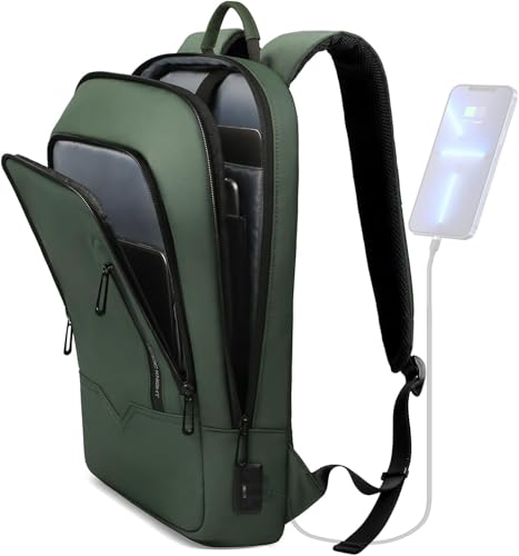 hk Backpack for Men Business Slim Laptop Bag | Anti Theft Travel Backpacks 17.3 Inch Laptop Water Resistant Computer Bag for Work Office College, Green - color: Green, size: 17.3 Inch