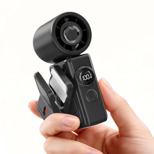 Clip-On Portable Fan for Strollers, 13500RPM Mini Handheld Turbo Travel Fan | Rechargeable 360° Rotatable, LED Display, 4 Gear High Speed Turbo, Travel Cruise Concert Office Makeup Ideal, Women Men Gifts - color: Black