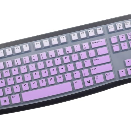 Silicone Keyboard Cover for Logitech K120 & MK120 Ergonomic Desktop USB Wired Keyboard, Logitech K120 & MK120 Keyboard Protective Skin US Layout (NOT Fit Other Model)-OmbrePurple - color: OmbrePurple