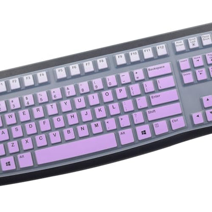 Silicone Keyboard Cover for Logitech K120 & MK120 Ergonomic Desktop USB Wired Keyboard, Logitech K120 & MK120 Keyboard Protective Skin US Layout (NOT Fit Other Model)-OmbrePurple - color: OmbrePurple