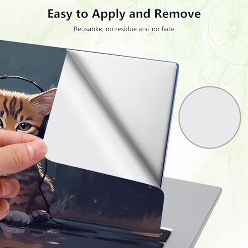 Laptop Skin Sticker Decal, Universal Reusable Vinyl Laptop Cover for 12" 13" 13.3" 14" 15" 15.4" 15.6" Notebook PC, Reusable Waterproof Scratch-Resistant with 2 Wrist Pads,Cat with Headphones - color: Cat with Headphones