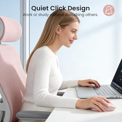 CITLLA Wireless Bluetooth Mouse (USB + BT1 + BT2), Full Size Mouse, 4-Way Scrolling, Multi-Device Silent for Computer, Laptop, iPad, MacBook (Pink) - color: Pink