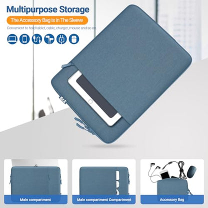 ZYB Laptop Case 14 Inch,Waterproof Laptop Sleeve 14 Inch for 14" Notebook/MacBook Air 15/14" Lenovo ThinkPad IdeaPad Asus HP Dell,2023-2025 MacBook Air 15.3 M4 M3 M2 etc with Accessory Bag-Haze Blue | 14 Inch Laptop Sleeve Laptop Case 14 Inch for Mac Air