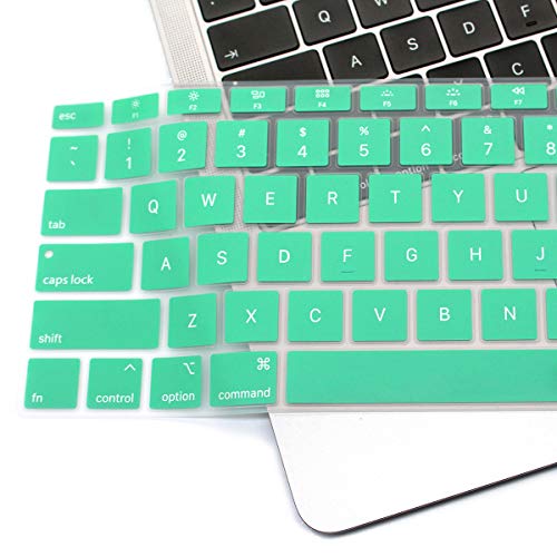 Se7enline Compatible with MacBook Air Keyboard Cover 13 inch 2018/2019/2020/2021/2022/2023/2024 for MacBook Air 13-Inch Touch ID with Retina Display M1 A2337/A2179 US Layout, Clover/Aqua Green - color: Clover/Aqua Green