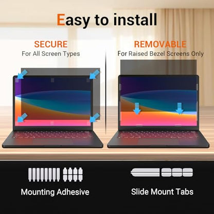 14 Inch 16:9 Removable Laptop Privacy Screen Protector Anti Blue Light | Computer Screen Privacy Shield Anti Glare Replacement for Lenovo Dell Thinkpad Hp Yoga Latitude Asus Acer Thinkpad Envy Xps - size: 14Inch 16:9