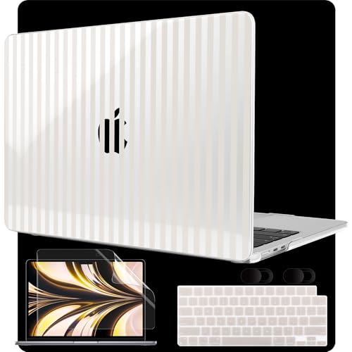 MEEgoodo Case for M5/M4/M3/M2 MacBook Air 13 inch Case 2026 2025 2024 2022, Fit Model A3449/A3240/A3113/A2681, Laptop Hard Shell Compatible with MacBook Air 13.6-inch, Beige Stripes - color: Beige Stripes