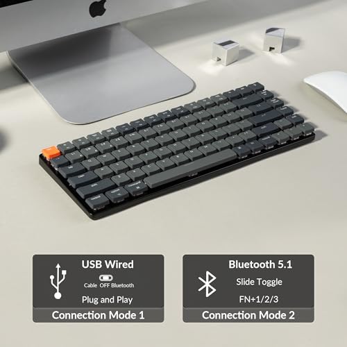 Keychron K3 Version 2, 84 Keys Ultra-Slim Wireless Bluetooth/USB Wired Mechanical Keyboard with White LED Backlit, Low-Profile Keychron Mechanical Red Switch Compatible with Mac Windows - color: Keychron Red Switch