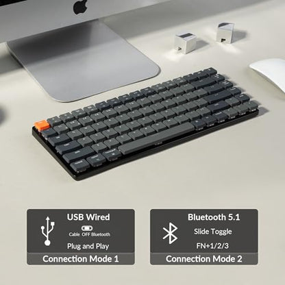 Keychron K3 Version 2, 84 Keys Ultra-Slim Wireless Bluetooth/USB Wired Mechanical Keyboard with White LED Backlit, Low-Profile Keychron Mechanical Red Switch Compatible with Mac Windows - color: Keychron Red Switch