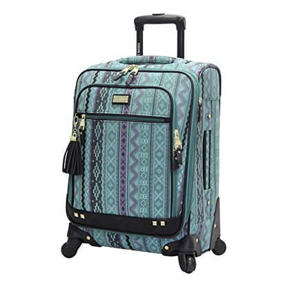 Steve Madden Designer-Gepckkollektion Leichter Softside-Koffer fr Damen und Herren strapazierfhige 50,8 cm groe Tragetasche mit 4 rollenden Spinner-Rdern, Legends Turquoise, 20in, Carry on Bag With - color: Legends Turquoise, size: 20 inches