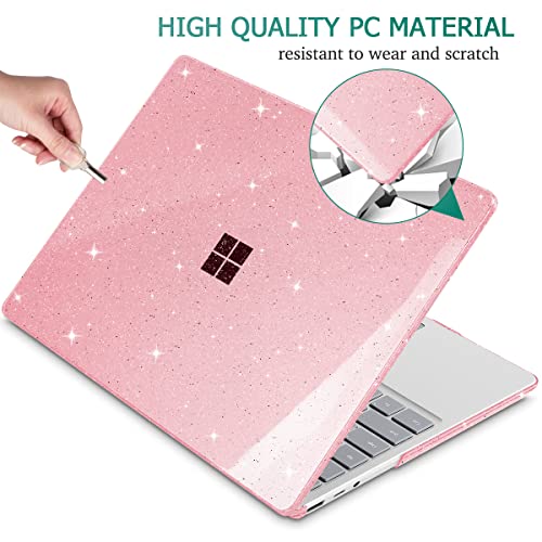 May Chen Plastic Hard Shell Case with Screen Protector & Keyboard Cover & Dust Plug for Microsoft Surface Laptop Go 3/2/1 12.4 Inch (2023/2022/2020 Release) - Pink Glitter - color: Pink Glitter