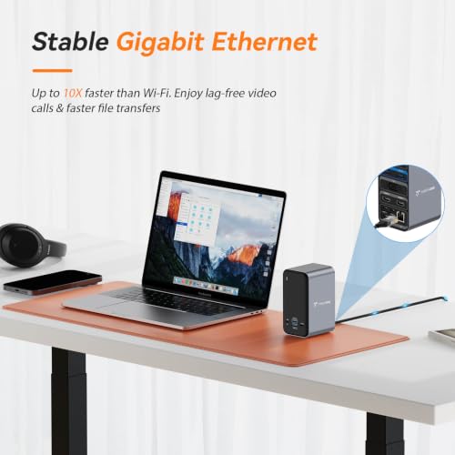 TobenONE 15-in-2 MacBook Pro Docking Station, Dual 4K Monitor, Plug & Play | 2 HDMI, VGA, PD 3.0, 7 USB, Ethernet, 3.5mm Audio, MacBook Compatible, Compact, for Home Office & Professional Productivity