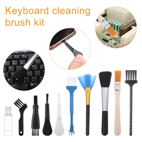 10 PCS Mini Keyboard Cleaning Brushes Kit, Anti-Static Electronic Dust Cleaning Brushes with PP Bristles, for Computer Keyboard, Motherboard, Camera, Small Space