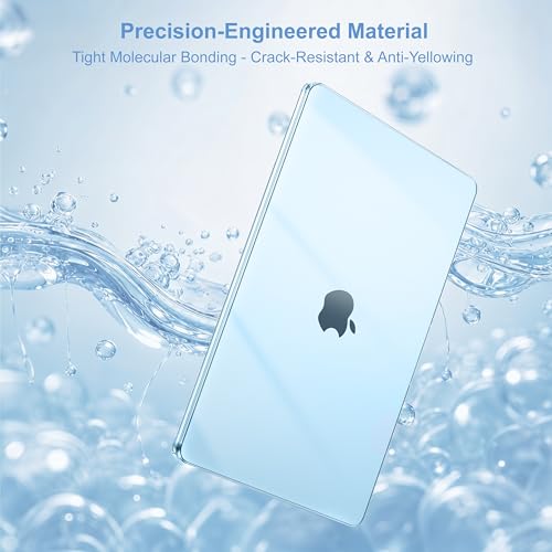 MOSISO Compatible with MacBook Air 13 inch Case M5 2026 M4 M3 M2 2025-2022 | A3449 A3240 A3113 A2681, Hard Shell&Keyboard Cover&Screen Film&Pouch for MacBook Air 13.6 inch Case, Crystal Sky Blue - color: Crystal Sky Blue