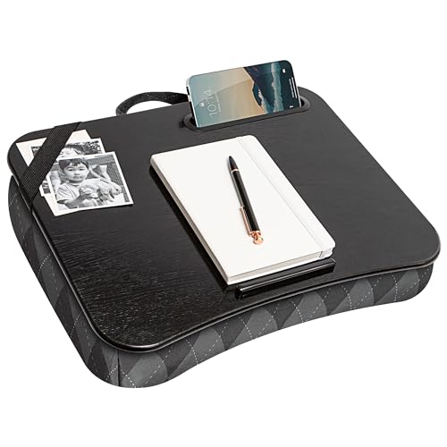 LAPGEAR Designer Lap Desk – Gray Argyle, 2-Pack with Storage Basket - color: Gray Argyle, size: 2-Pack Lap Desks + Basket