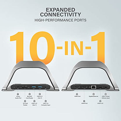ALOGIC 10-in-1 USB-C Dual Monitor Docking with 2 HDMI, 3 USB Ports, SD & microSD Card Reader, 100W Power Delivery, Gigabit Ethernet & 3.5mm Audio Jack