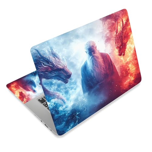 Aesthetic Laptop Skin Cover,12-15.6 Inch Universal Vinyl Sticker Decal,Waterproof Scratch-Resistant Notebook Wrap,Removable Residue-Free Protector,Dragon Wizard Fire - color: Dragon Wizard Fire