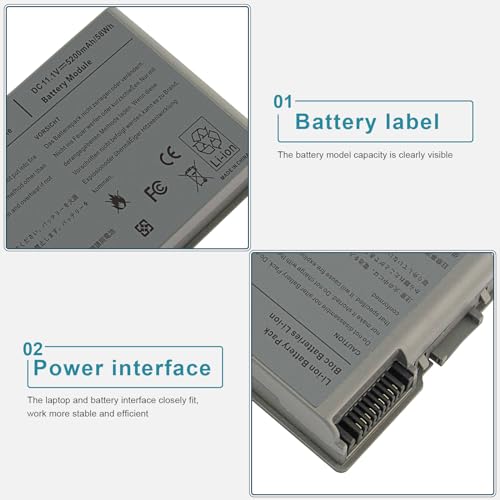 Fancy Buying Latitude D600 Laptop Battery for Dell Latitude D505 D610 D520 D500 D510 D530 / 600M, fits P/N C1295 6Y270 3R305-12 Months Warranty (6 Cells 11.1V 5200mAh) - size: 7.28*2.72*0.94inch D600