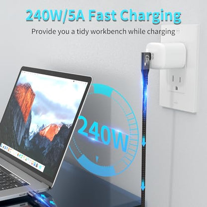 USB4 Cable, with Thunderbolt 4, 240W Charging, 40 Gbps Data, 8K @ 60Hz HDR, USB C to USB C Cable, 90Degree for MacBook,Hub, Dock, M2, M3, Mac SSD (90Degree USB4 40G 240W 2M) - size: 90Degree USB4 40G 240W 2M