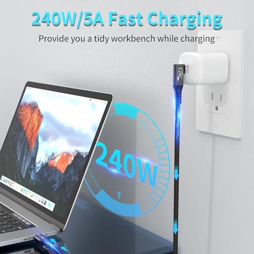 USB4 Cable, with Thunderbolt 4, 240W Charging, 40 Gbps Data Cable, 8K @ 60Hz HDR, USB C to USB C Cable, 90Degree for Hub, Dock MacBook, M2, M3, Mac SSD (90Degree USB4 40G 240W 0.5M) - size: 90Degree USB4 40G 240W 0.5M