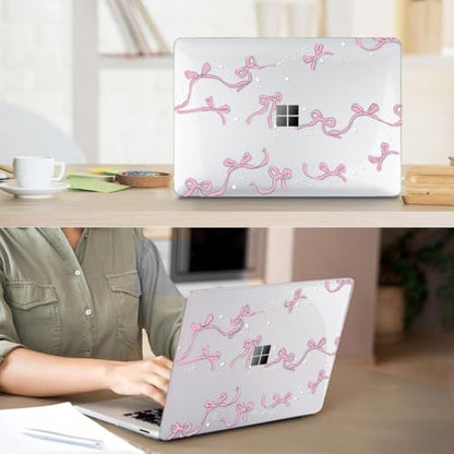Case for Microsoft Surface Laptop 13.8 inch Touchscreen 2024 (7th Edition) Model 2036, Hard Shell Case + Keyboard Cover + Screen Film +Webcam Cover for 13.8'' Microsoft Surface Laptop 7, Bows - color: Bows