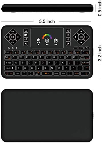Q9 Mini Wireless Keyboard with Touchpad - Colorful Backlit Small Rechargeable Remote Keyboard for PC, Raspberry Pi 4, Android TV Box, KODI, Windows 7 8 10