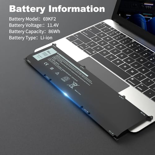 86Wh 69KF2 Laptop Battery Compatible with Dell XPS 15 9500 9510 9520 9530 G15 5510 5511 5515 5520 G16 7620 G7 7500 Alienware M15 R3 R4 R5 R6 R7 M16 R1 M17 R3 R4 Precision 5550 Inspiron 7510 11.4V - size: 11.7 * 3.3 * 0.3 Inch 69KF2